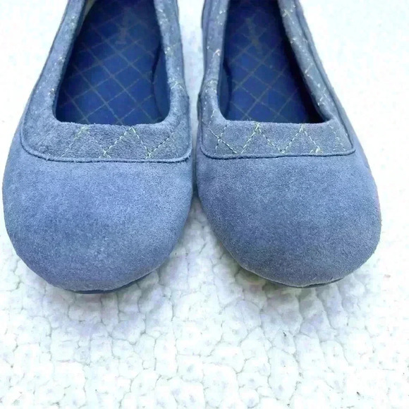 Lands End Dory Blue/Gray Suede Rounded Toe Comfort Walking Ballet Flats Size 7 - Picture 6 of 12